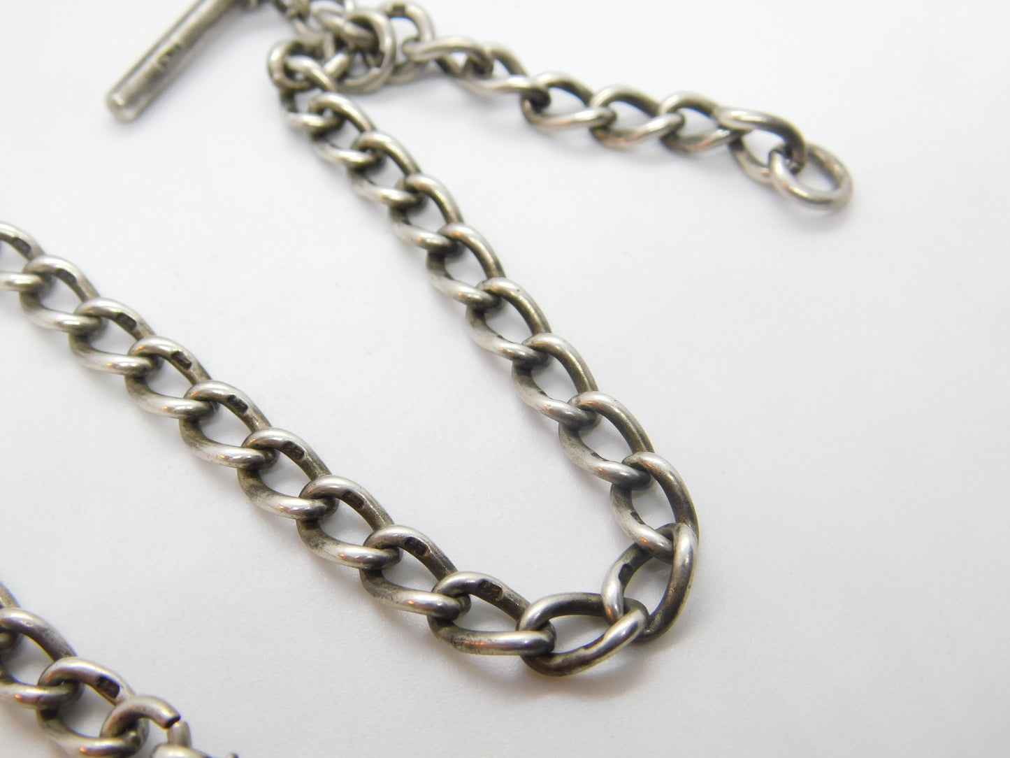 Victorian Sterling Silver Albert Watch Chain Antique 1901 Birmingham