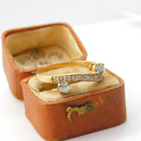 9ct Yellow Gold, Blue Topaz & Diamond Set Crossover Ring 2001 Birmingham