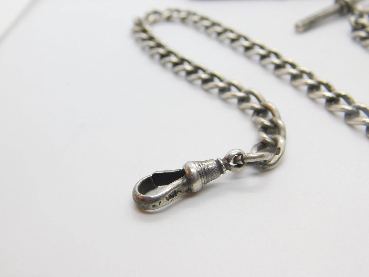 Victorian Sterling Silver Albert Watch Chain Antique 1901 Birmingham