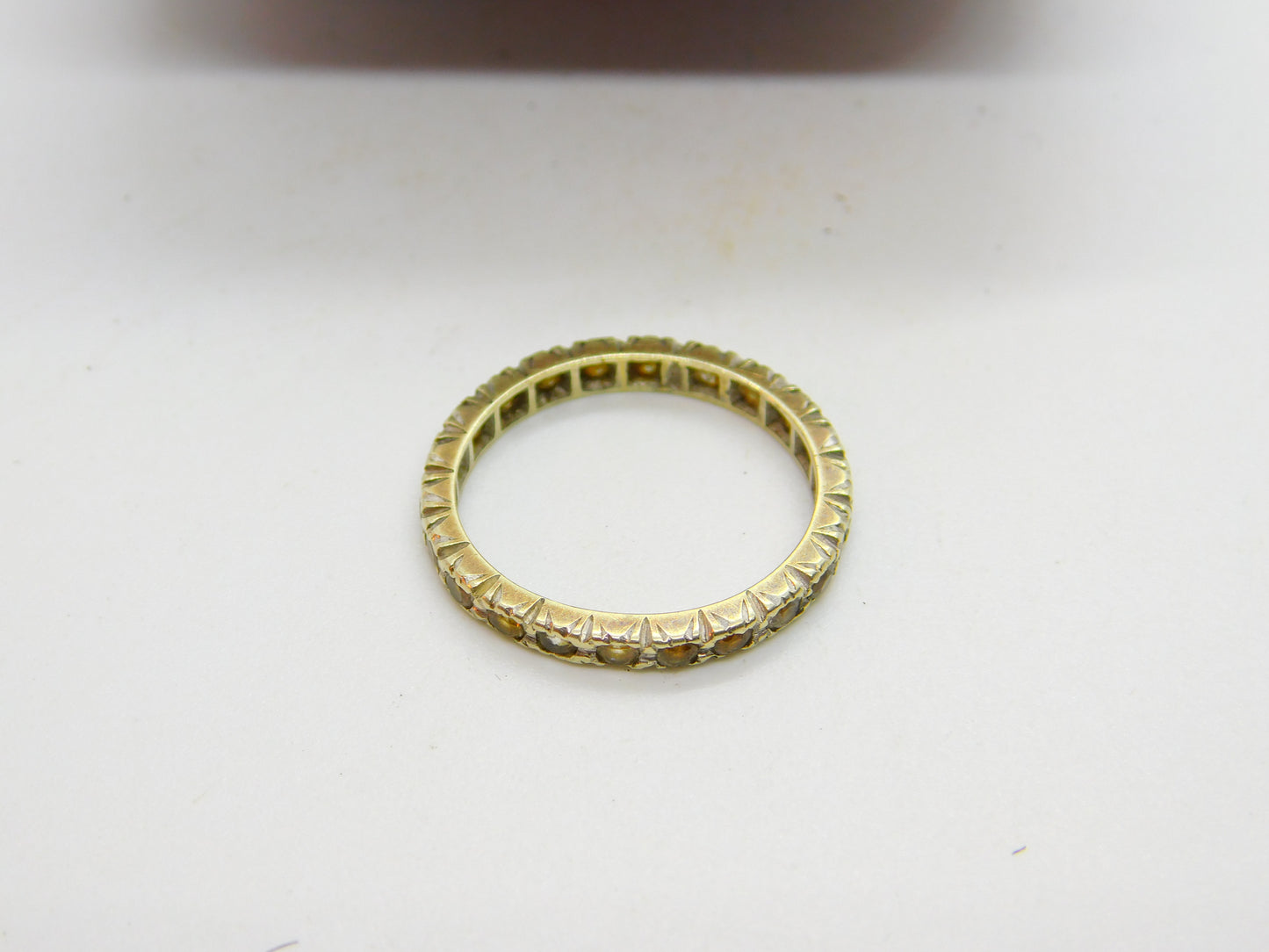 9ct Yellow Gold & White Spinel Set Full Eternity Ring Antique c1920 Art Deco