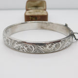 Charles Horner Sterling Silver Floral Cuff Bangle Bracelet 1955 Chester Vintage