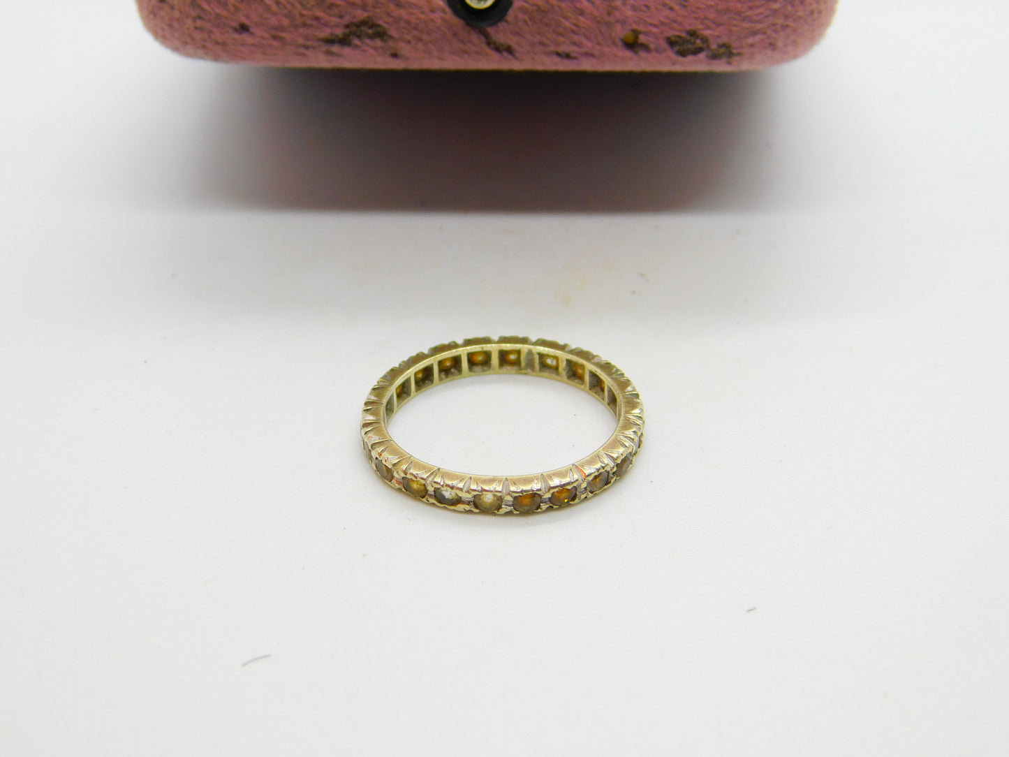 9ct Yellow Gold & White Spinel Set Full Eternity Ring Antique c1920 Art Deco