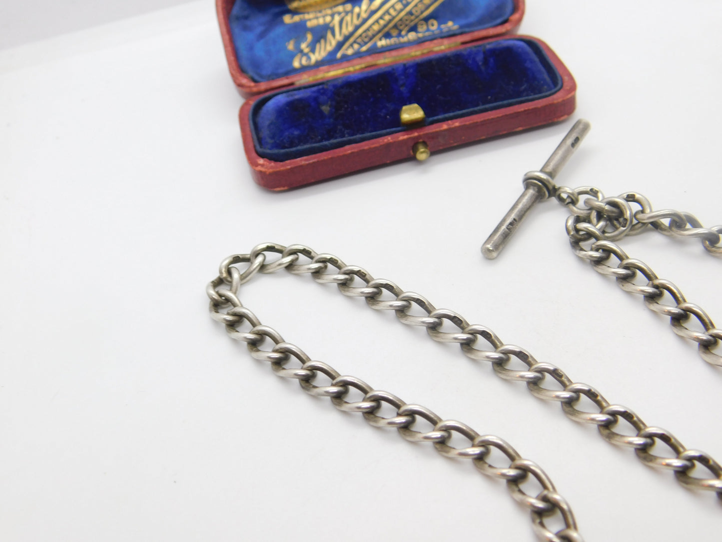 Victorian Sterling Silver Albert Watch Chain Antique 1901 Birmingham