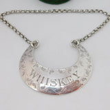 Victorian Sterling Silver Crescent Form Whisky Decanter Label Antique 1876 London
