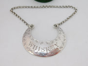 Victorian Sterling Silver Crescent Form Whisky Decanter Label Antique 1876 London