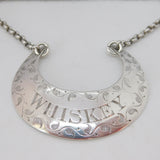 Victorian Sterling Silver Crescent Form Whisky Decanter Label Antique 1876 London