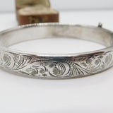 Charles Horner Sterling Silver Floral Cuff Bangle Bracelet 1955 Chester Vintage