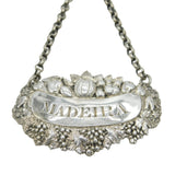 George III Sterling Silver 'Madeira' Wine Decanter Label Antique 1820 London