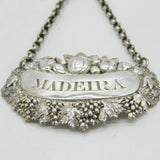 George III Sterling Silver 'Madeira' Wine Decanter Label Antique 1820 London