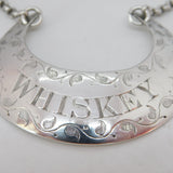 Victorian Sterling Silver Crescent Form Whisky Decanter Label Antique 1876 London