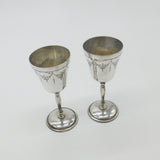 Pair Of Sterling Silver Wine Cup Goblets Floral Pattern Vintage 1973 Birmingham