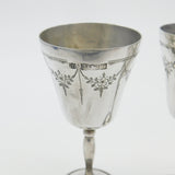 Pair Of Sterling Silver Wine Cup Goblets Floral Pattern Vintage 1973 Birmingham