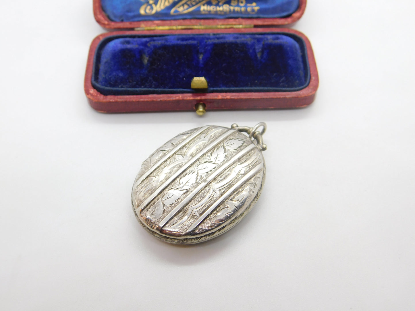 Victorian Sterling Silver Aesthetic Movement Ivy Leaf Locket Antique c1890