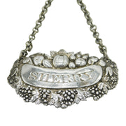George III Sterling Silver Floral Sherry Decanter Label Antique 1820 London