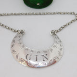 Victorian Sterling Silver Crescent Form Gin Decanter Label Antique 1876 London
