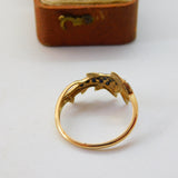 9ct Yellow Gold, Sapphire & Diamond Double Leaping Dolphin Band Ring Vintage