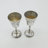 Pair Of Sterling Silver Wine Cup Goblets Floral Pattern Vintage 1973 Birmingham