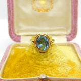 9ct Yellow Gold Blue Topaz Set Dress Ring Vintage c1970 Sheffield