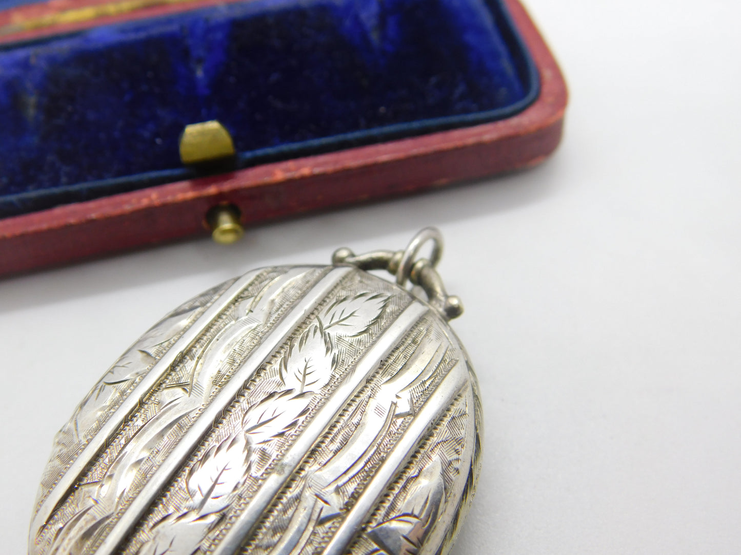 Victorian Sterling Silver Aesthetic Movement Ivy Leaf Locket Antique c1890