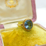 9ct Yellow Gold Blue Topaz Set Dress Ring Vintage c1970 Sheffield