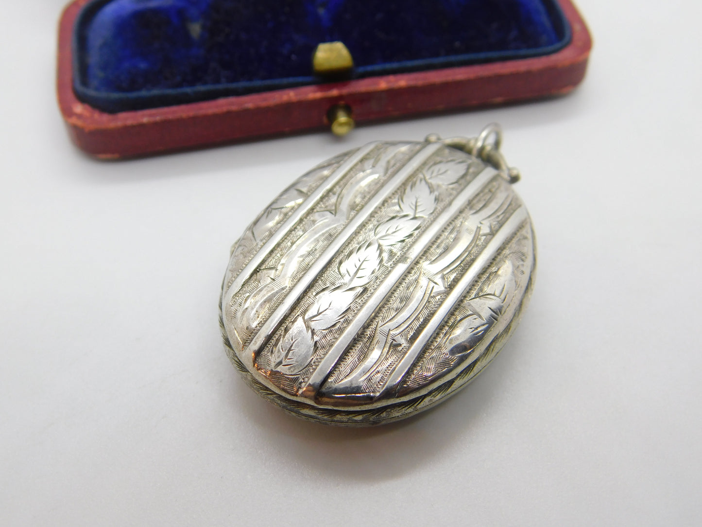 Victorian Sterling Silver Aesthetic Movement Ivy Leaf Locket Antique c1890