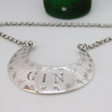 Victorian Sterling Silver Crescent Form Gin Decanter Label Antique 1876 London