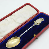 Queen Victoria Boxed Sterling Silver Gilt Threepence Coin Spoon Antique 1897 Birmingham