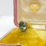 9ct Yellow Gold Blue Topaz Set Dress Ring Vintage c1970 Sheffield