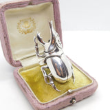 Huge Sterling Silver Egyptian Revival Scarab Beetle Statement Ring Vintage c1980