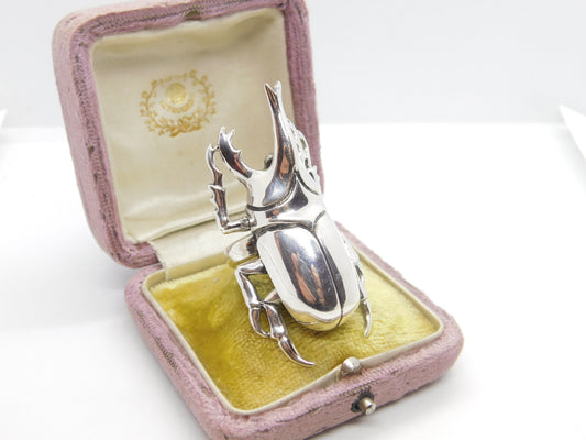 Huge Sterling Silver Egyptian Revival Scarab Beetle Statement Ring Vintage c1980