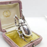 Huge Sterling Silver Egyptian Revival Scarab Beetle Statement Ring Vintage c1980