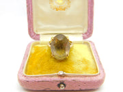 9ct Yellow Gold Faceted Smoky Quartz Signet Ring Antique c1930 Art Deco
