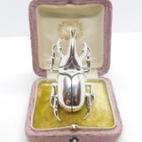 Huge Sterling Silver Egyptian Revival Scarab Beetle Statement Ring Vintage c1980