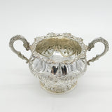 Irish George IV Sterling Silver Large Floral Sugar Bowl Antique 1828 Dublin