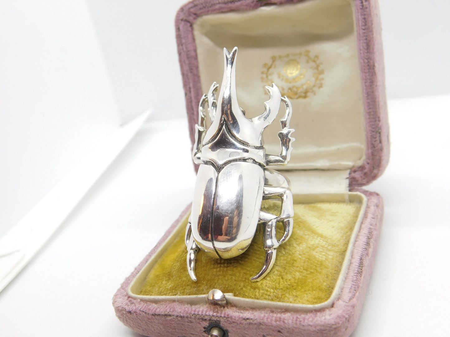 Huge Sterling Silver Egyptian Revival Scarab Beetle Statement Ring Vintage c1980