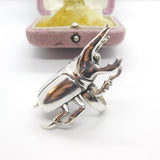Huge Sterling Silver Egyptian Revival Scarab Beetle Statement Ring Vintage c1980
