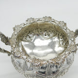 Irish George IV Sterling Silver Large Floral Sugar Bowl Antique 1828 Dublin