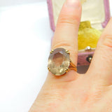 9ct Yellow Gold Faceted Smoky Quartz Signet Ring Antique c1930 Art Deco