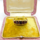 9ct Yellow Gold Five Stone Bohemian Garnet Band Ring 1985 Birmingham