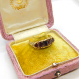 9ct Yellow Gold Five Stone Bohemian Garnet Band Ring 1985 Birmingham