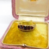 9ct Yellow Gold Five Stone Bohemian Garnet Band Ring 1985 Birmingham
