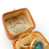 9ct Yellow Gold Large Cabochon Doublet Opal Statement Ring c1940 Antique