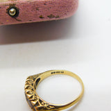 9ct Yellow Gold Five Stone Bohemian Garnet Band Ring 1985 Birmingham
