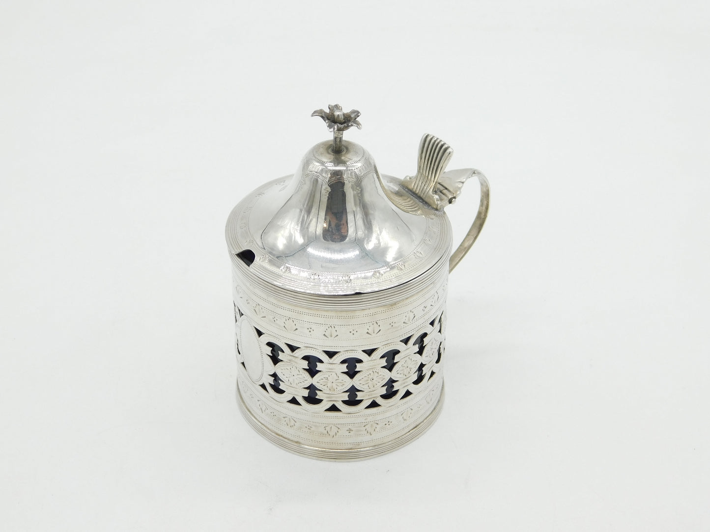 George III Sterling Silver Flower Finial Mustard Pot Antique c1800 London