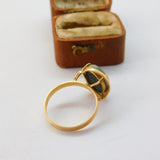 9ct Yellow Gold Large Cabochon Doublet Opal Statement Ring c1940 Antique