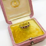 9ct Yellow Gold, Natural Ruby & Diamond Boat Ring Vintage c1970 London