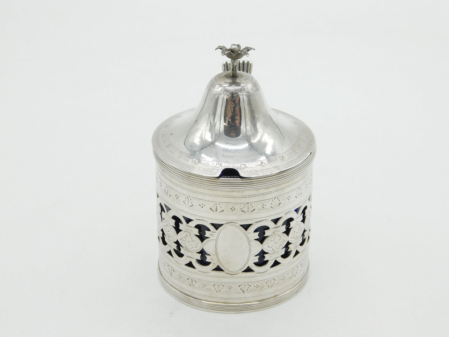 George III Sterling Silver Flower Finial Mustard Pot Antique c1800 London