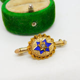 Victorian 15ct Gold, Blue Enamel & 0.1ct Old Cut Diamond Brooch Antique c1860