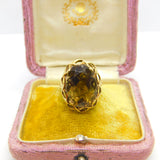 9ct Yellow Gold & Smoky Quartz Statement Ring Vintage c1980 London