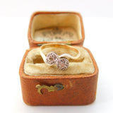 Victorian 9ct Gold & Platinum Set Illisuon Cut Diamond Crossover Ring c1890